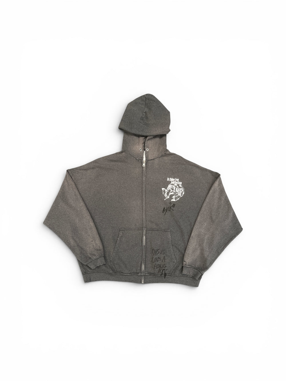 PALY CARRYING THE MESSAGE ZIP HOODIE VINTAGE BLACK