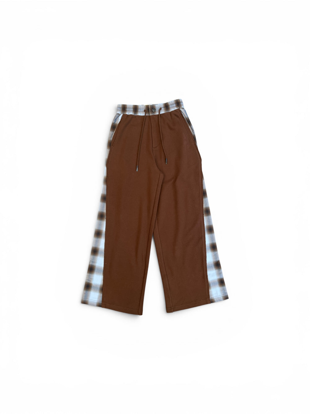 FENG CHEN WANG PATCHED PANEL JERSEY TROUSERS BROWN