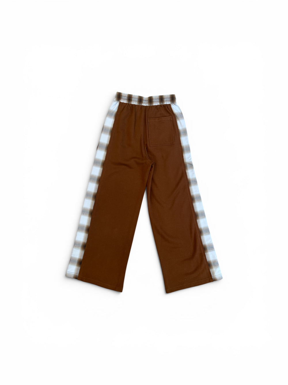 FENG CHEN WANG PATCHED PANEL JERSEY TROUSERS BROWN