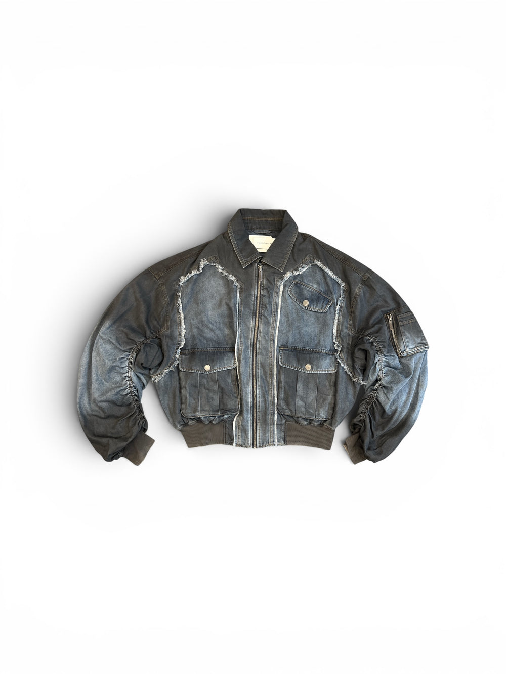 FENG CHEN WANG INDIGO GRADIENT DENIM JACKET BLUE-BLACK