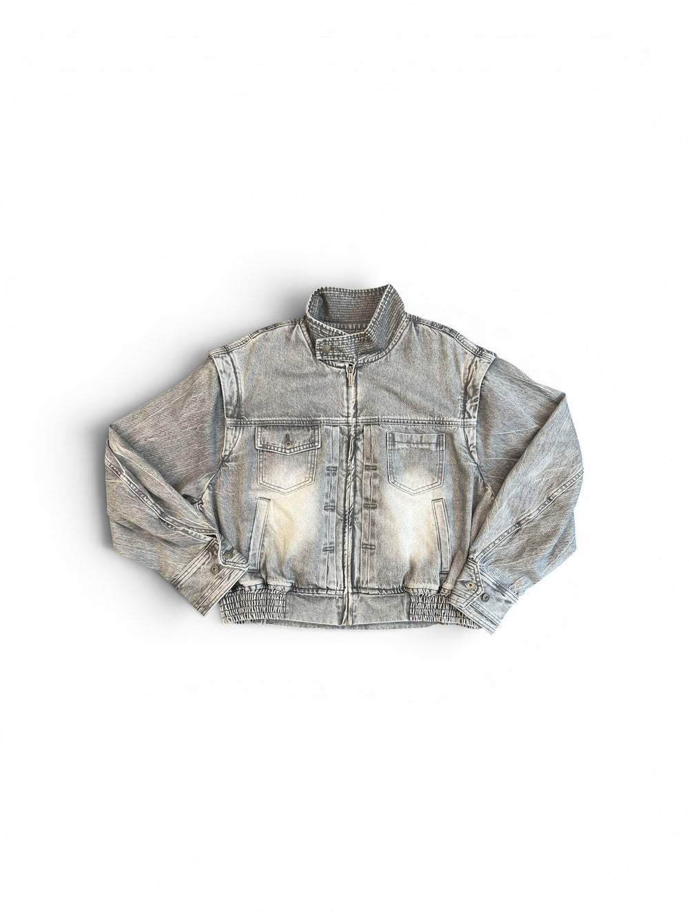 FENG CHEN WANG DECONSTRUCTED DENIM JACKET GREY