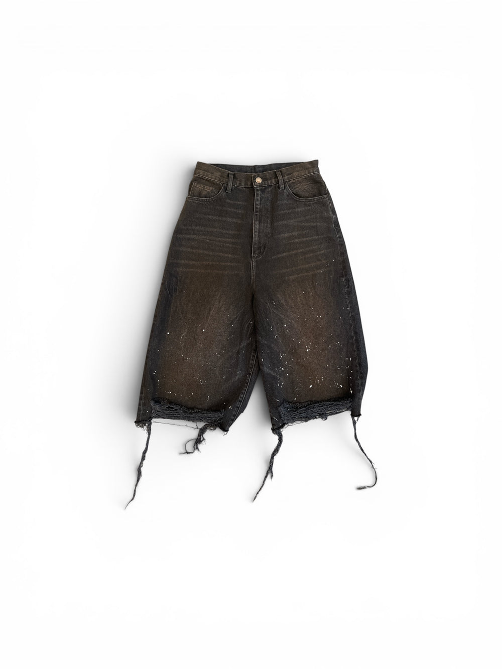 SECNDSLF EXTENDED RISE PIPE DENIM SHORT BLACK