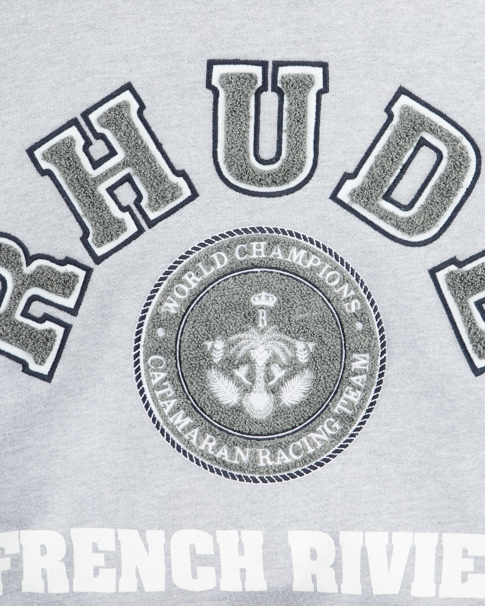 RHUDE FRENCH RIVIERA PATCH HOODIE HEATHER GREY