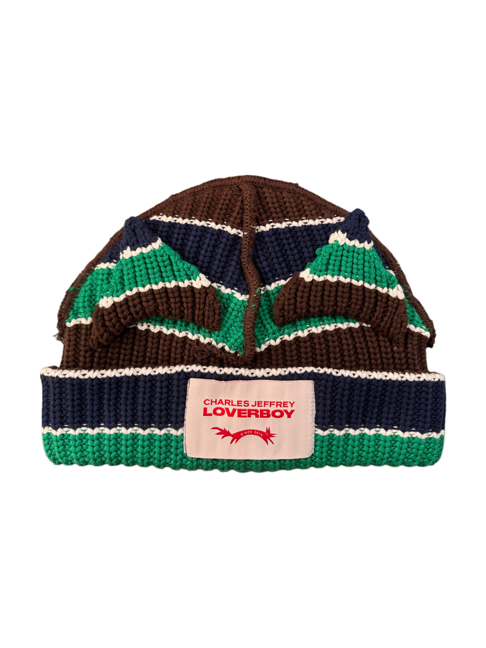 CHARLES JEFFREY LOVERBOY CHUNKY EARS BEANIE GREEN/NAVY/BROWN