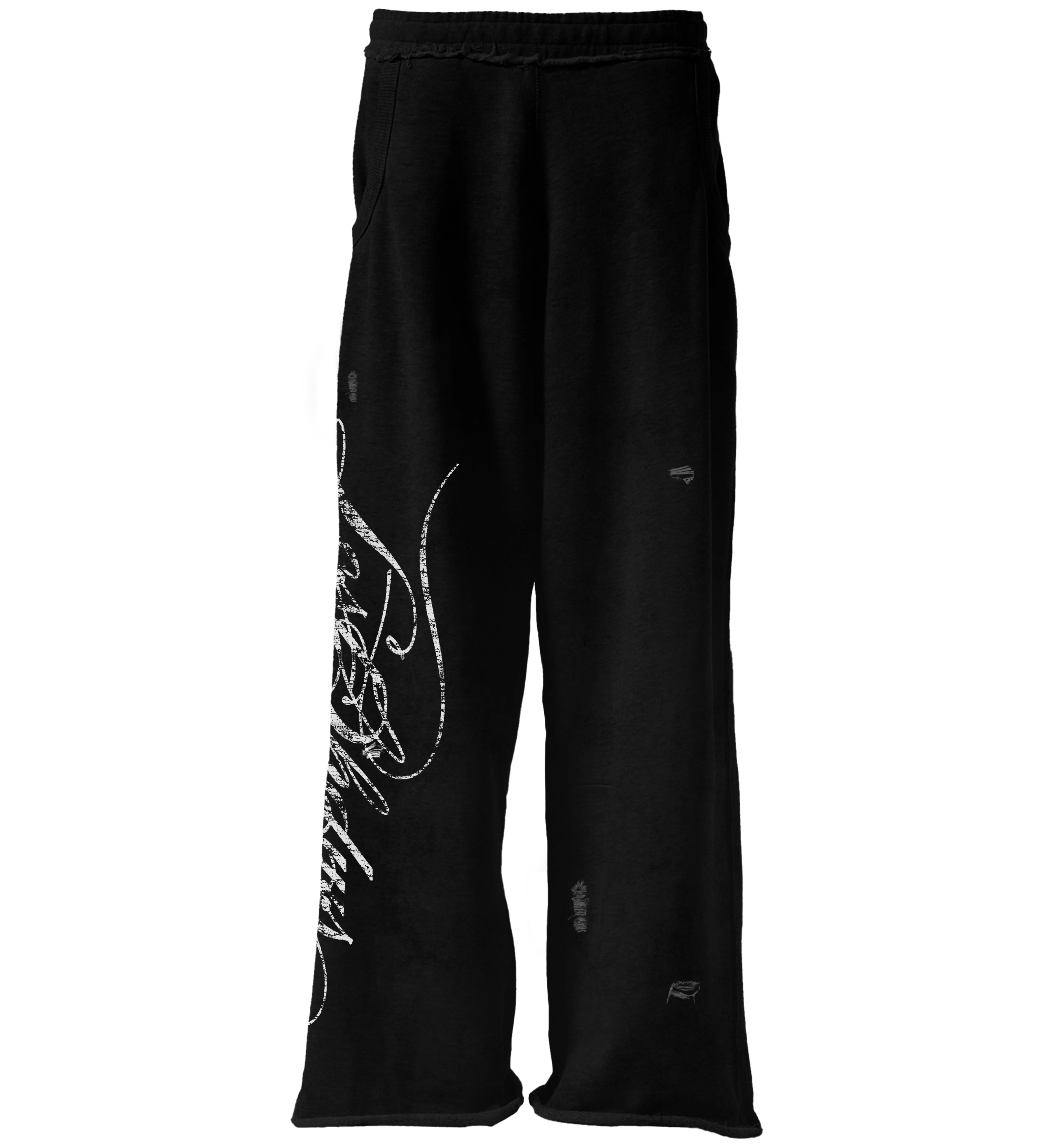 LOSTSHDWS DISTRESSED SCRIPT SWEATPANT (BLACK)