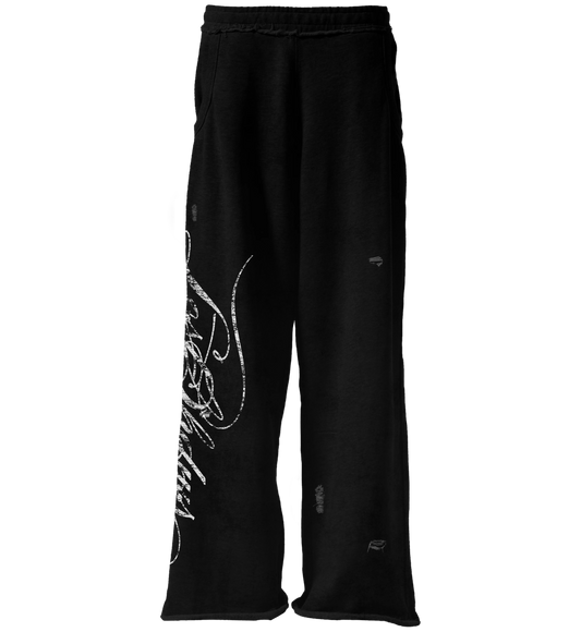 LOSTSHDWS DISTRESSED SCRIPT SWEATPANT (BLACK)