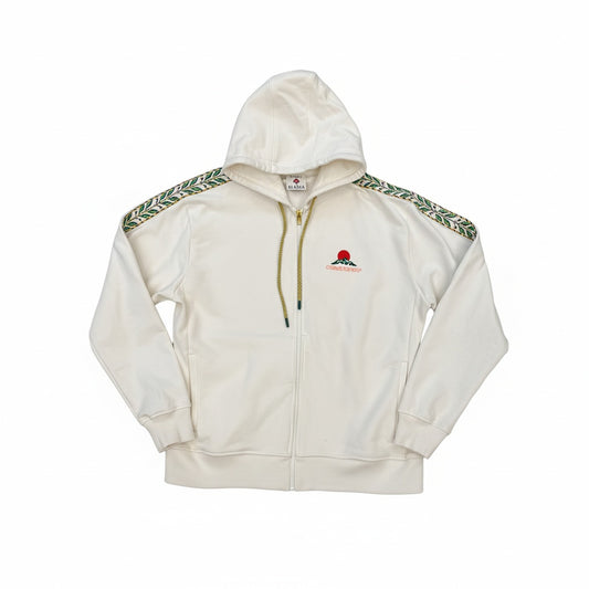 Casablanca Technical Pocket & Laurel Tape Zip Hoodie Off-White