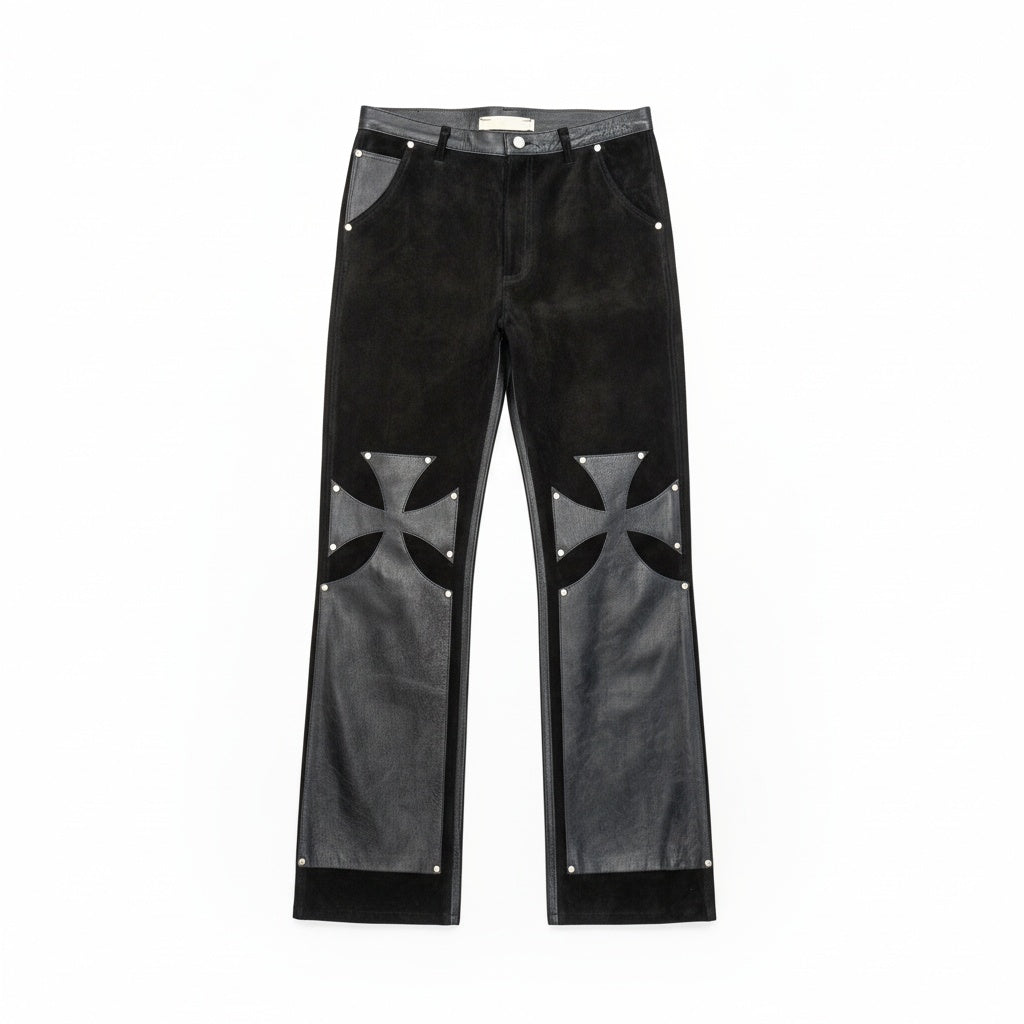 Sekrit Saints Leather Chopper Carpenter Pant Black