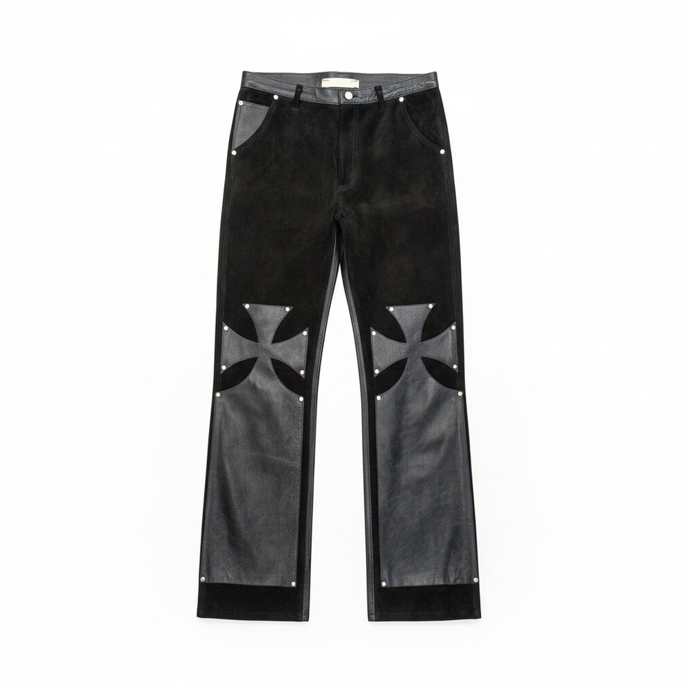 Sekrit Saints Leather Chopper Carpenter Pant Black