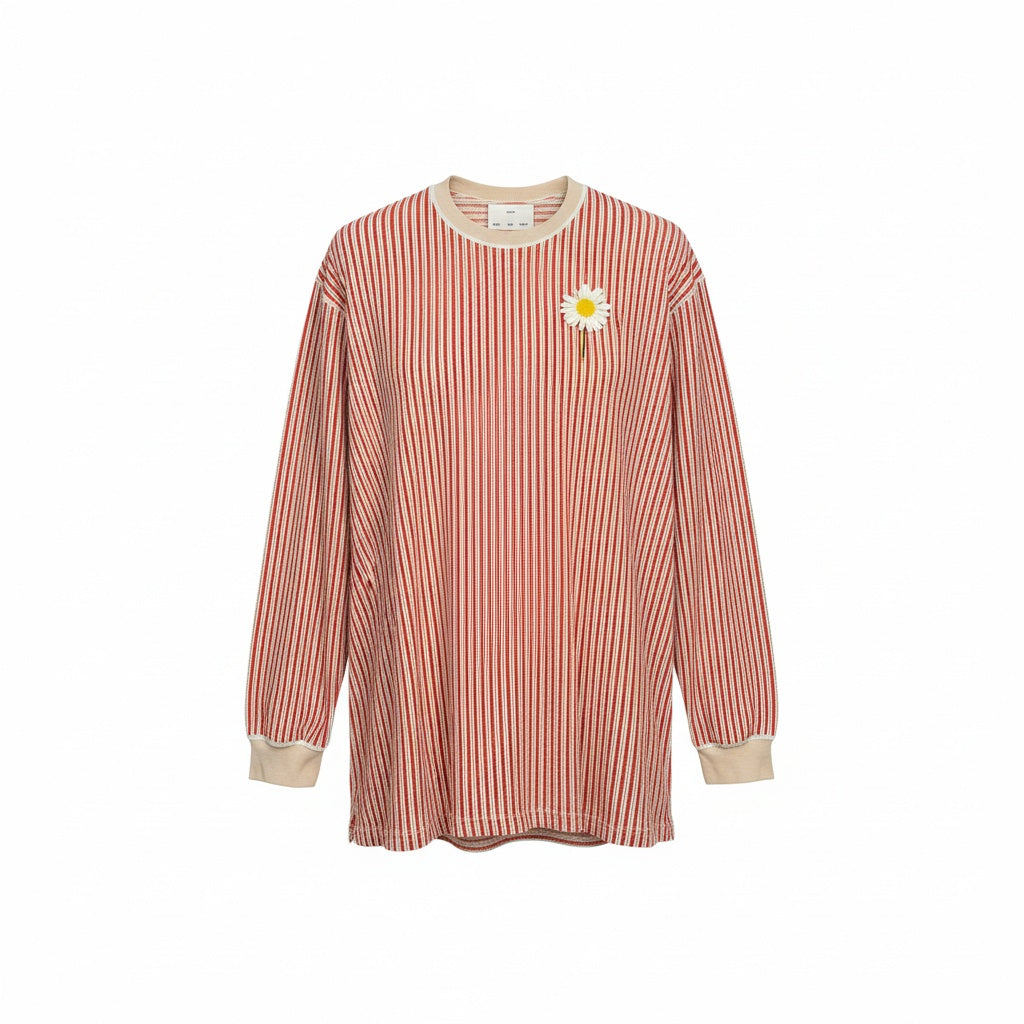 SONG FOR THE MUTE ''FLOWER'' OVERSIZED CREW NECK PULLOVER RED