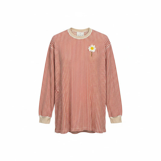 SONG FOR THE MUTE ''FLOWER'' OVERSIZED CREW NECK PULLOVER RED