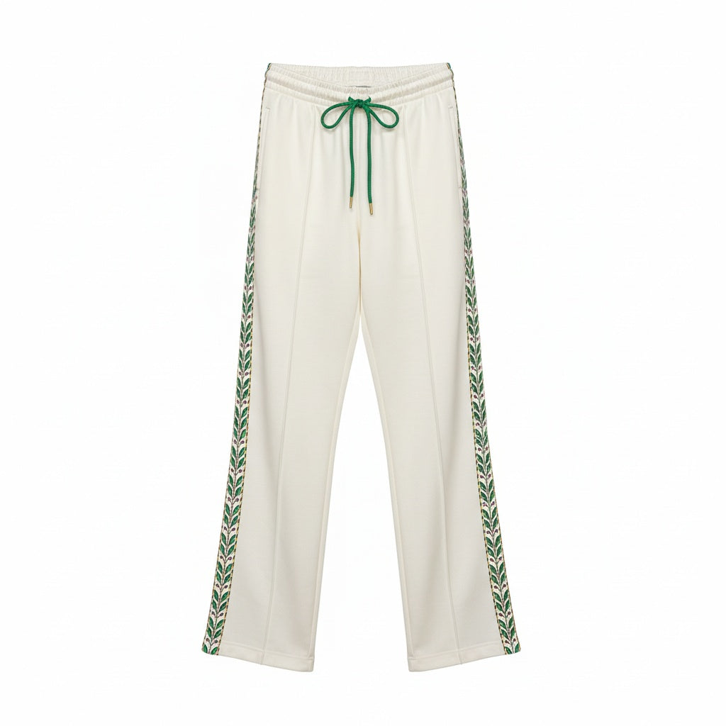 Casablanca TECHNICAL POCKET & LAUREL TAPE OPEN HEM JOGGER OFF WHITE