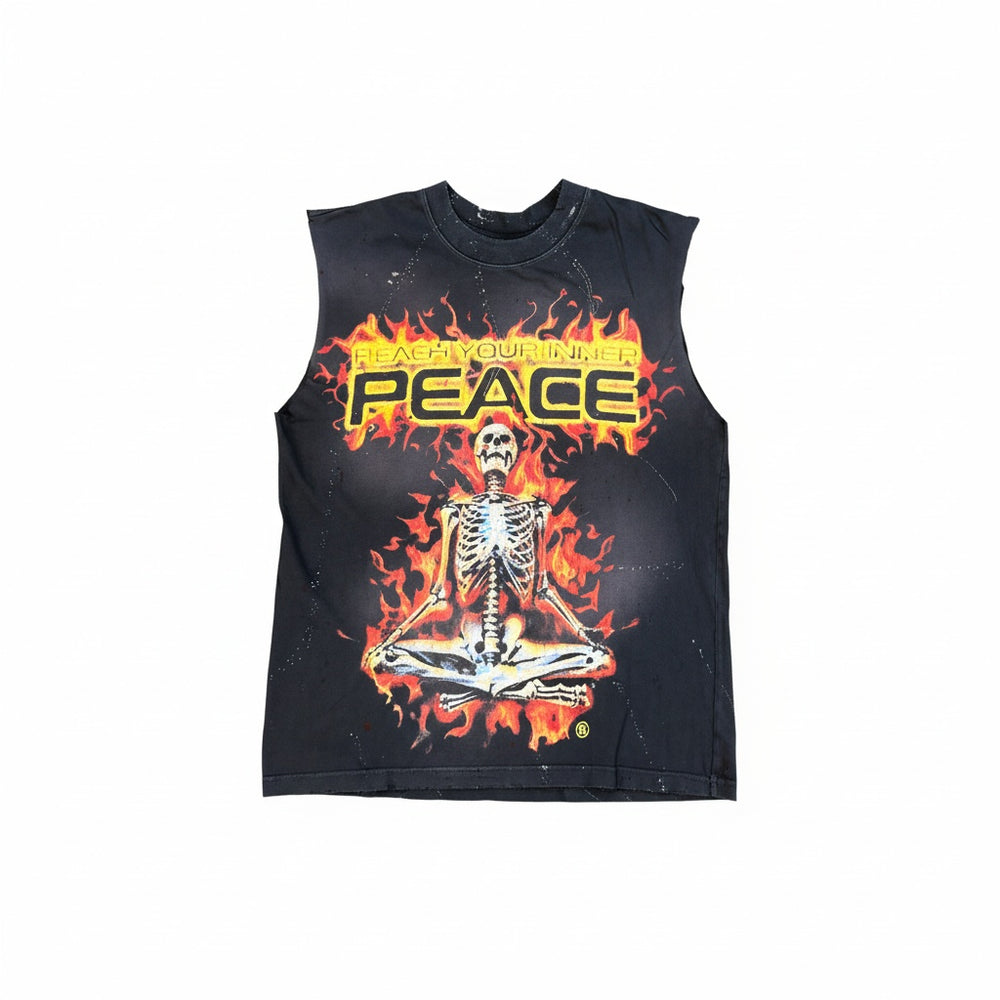 HELLSTAR INNER PEACE SKELETON T-SHIRT (SLEEVELESS) BLACK