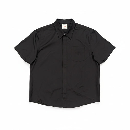 CASABLANCA MONOGRAM COTTON SHORT SLEEVE SHIRT BLACK