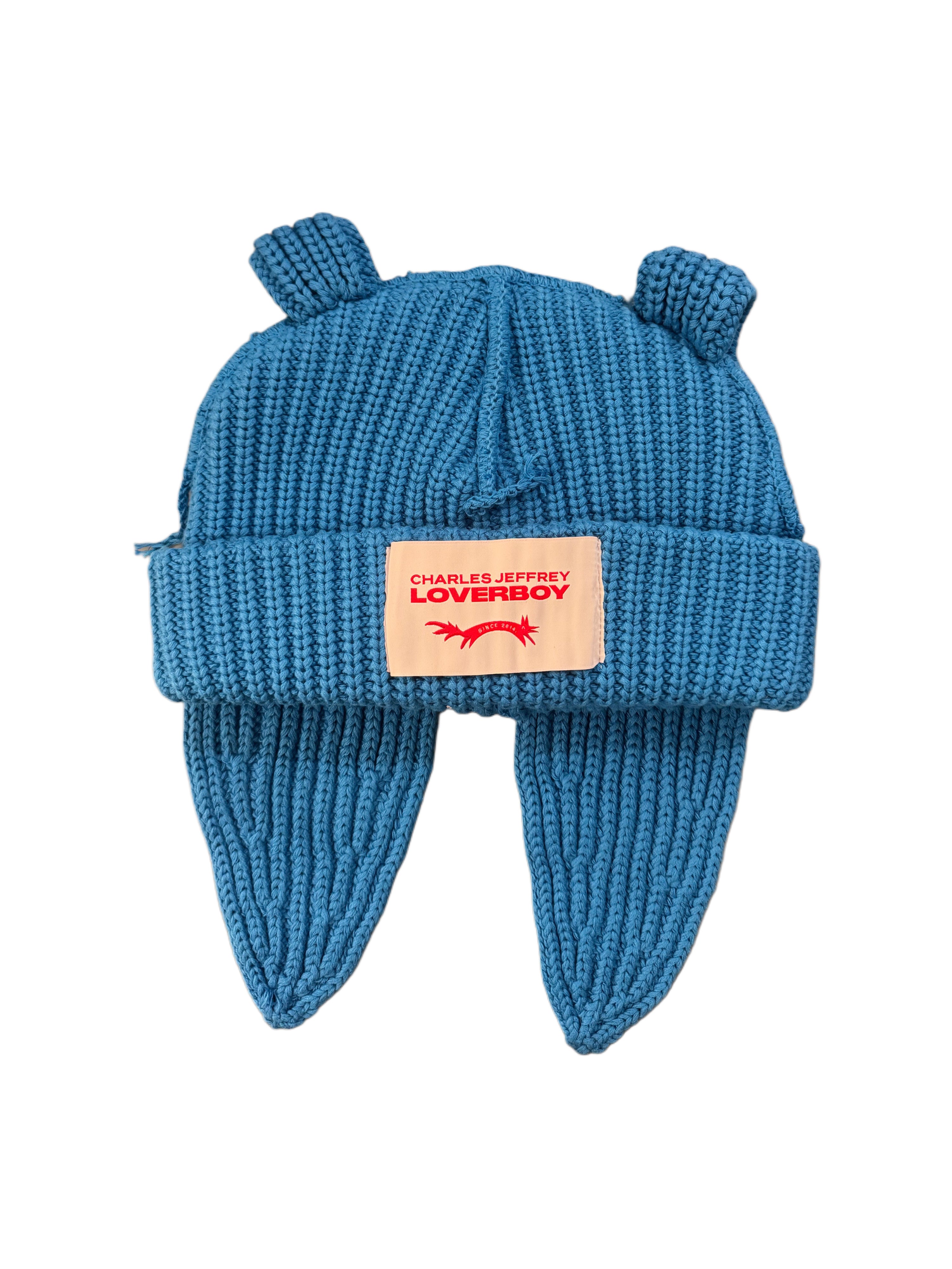 CHARLES JEFFREY LOVERBOY CHUNKY RABBIT BEANIE BLUE