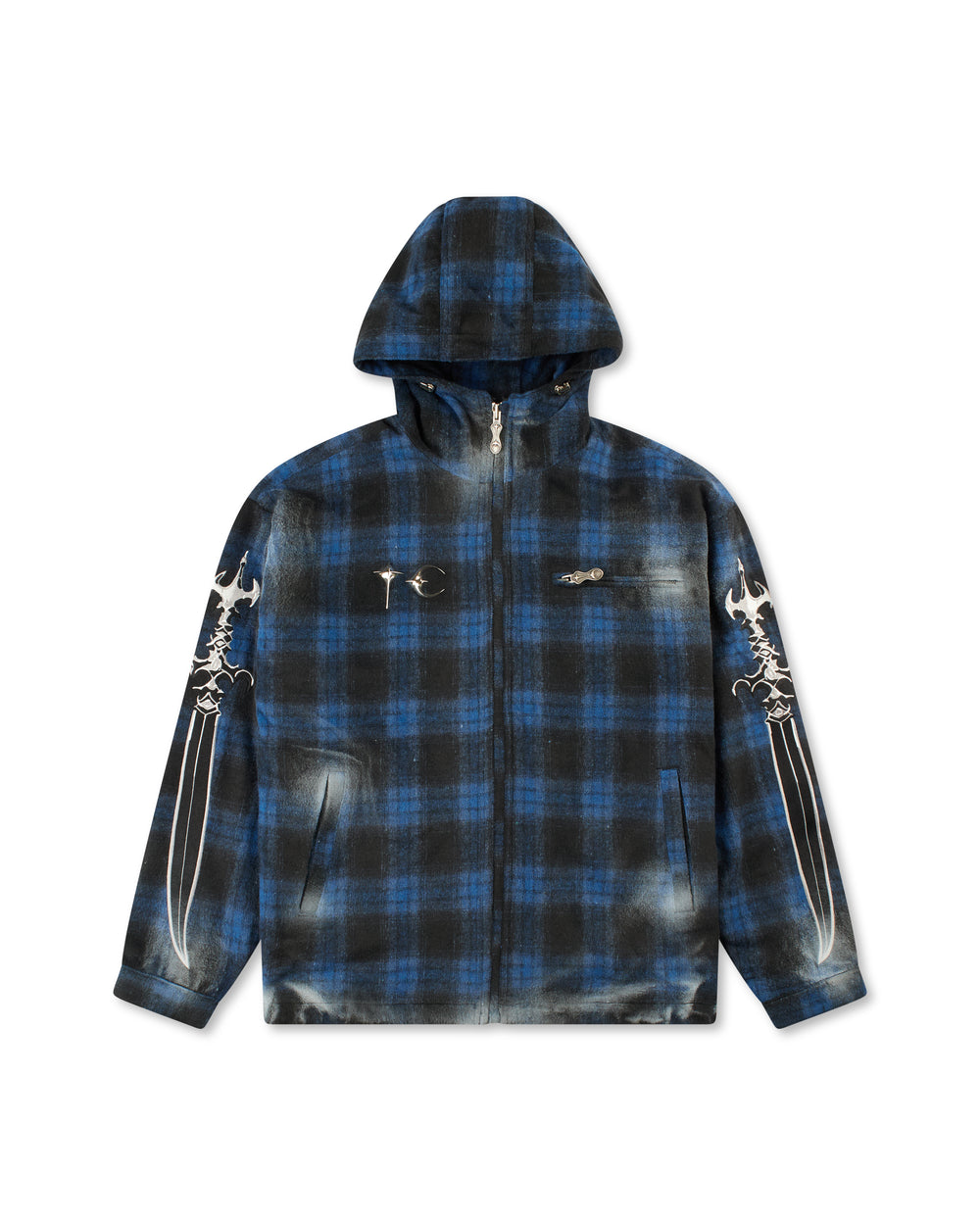 Thug Club Arab Sword Flannel Zip-Up Blue