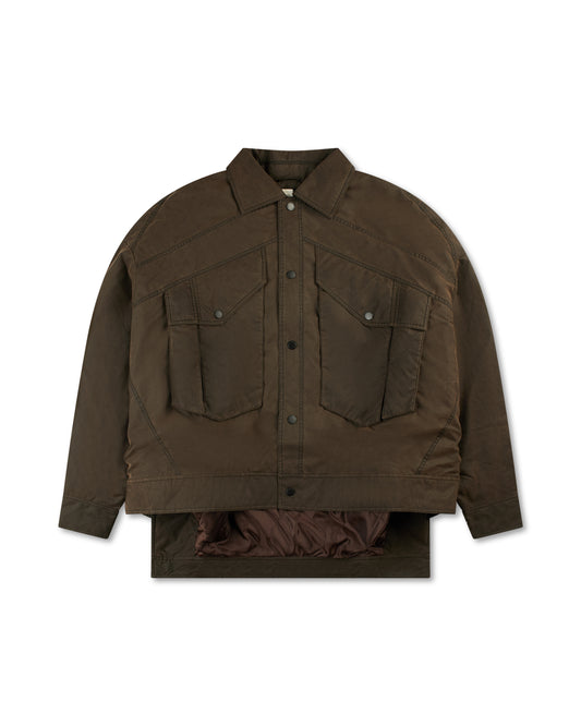 Feng Chen Wang Deconstructed Cargo Jacket Brown