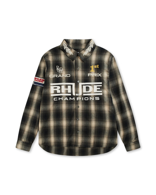 RHUDE RACING FLANNEL BLACK/GREY