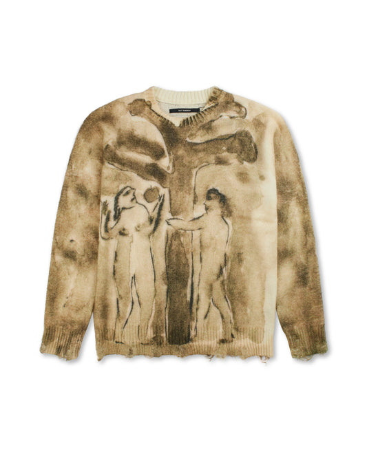 Song For the Mute Digital Print Oversized Sweater Sepia
