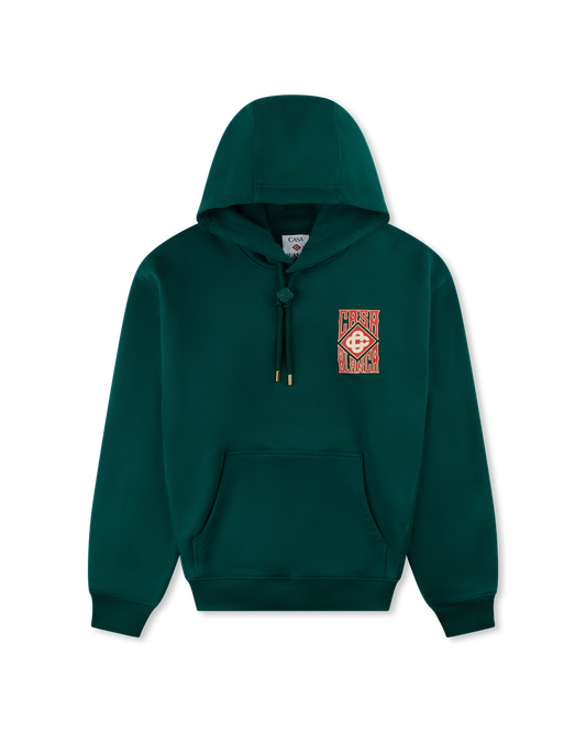 Casablanca Gothic Stacked Logo Printed Hoodie Green