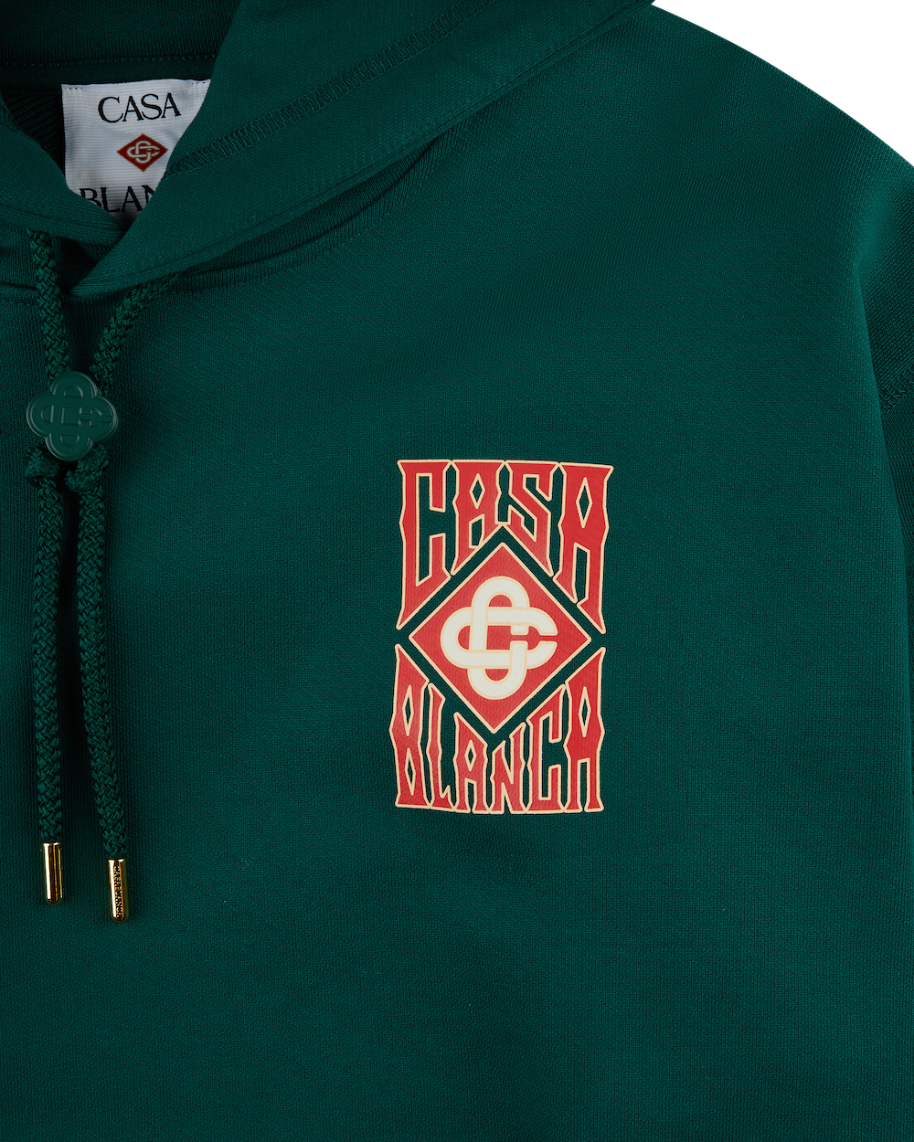 Casablanca Gothic Stacked Logo Printed Hoodie Green