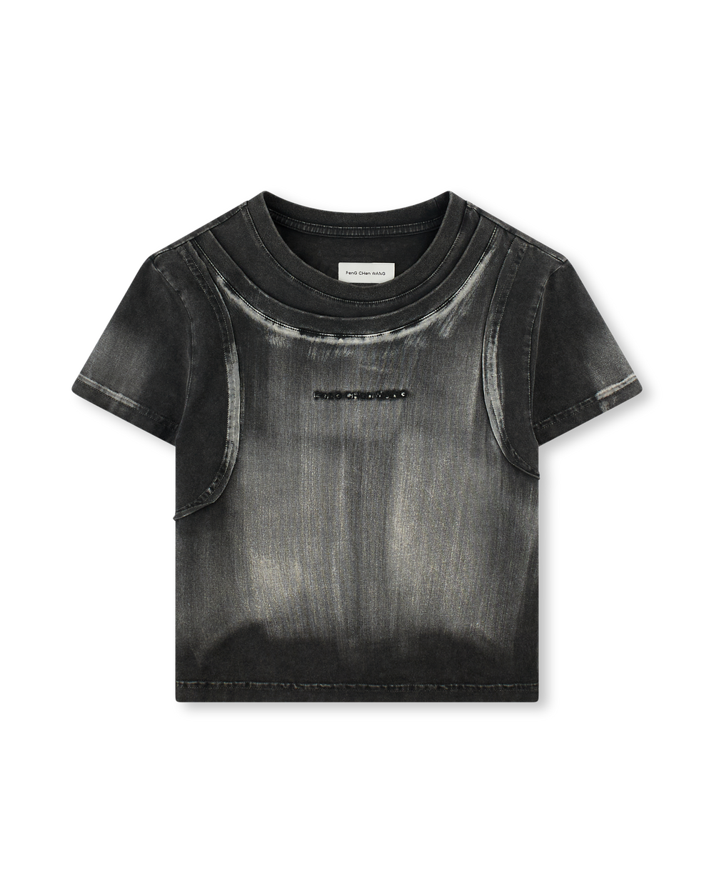 FENG CHEN WANG DENIM WASHED T-SHIRT BLACK