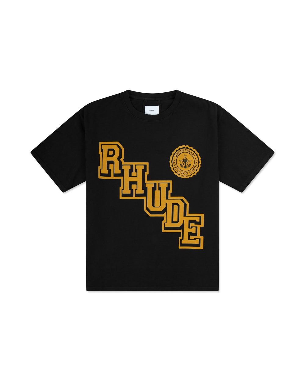 RHUDE RHUDE COLLEGIATE CREST TEE VINTAGE BLACK / YELLOW