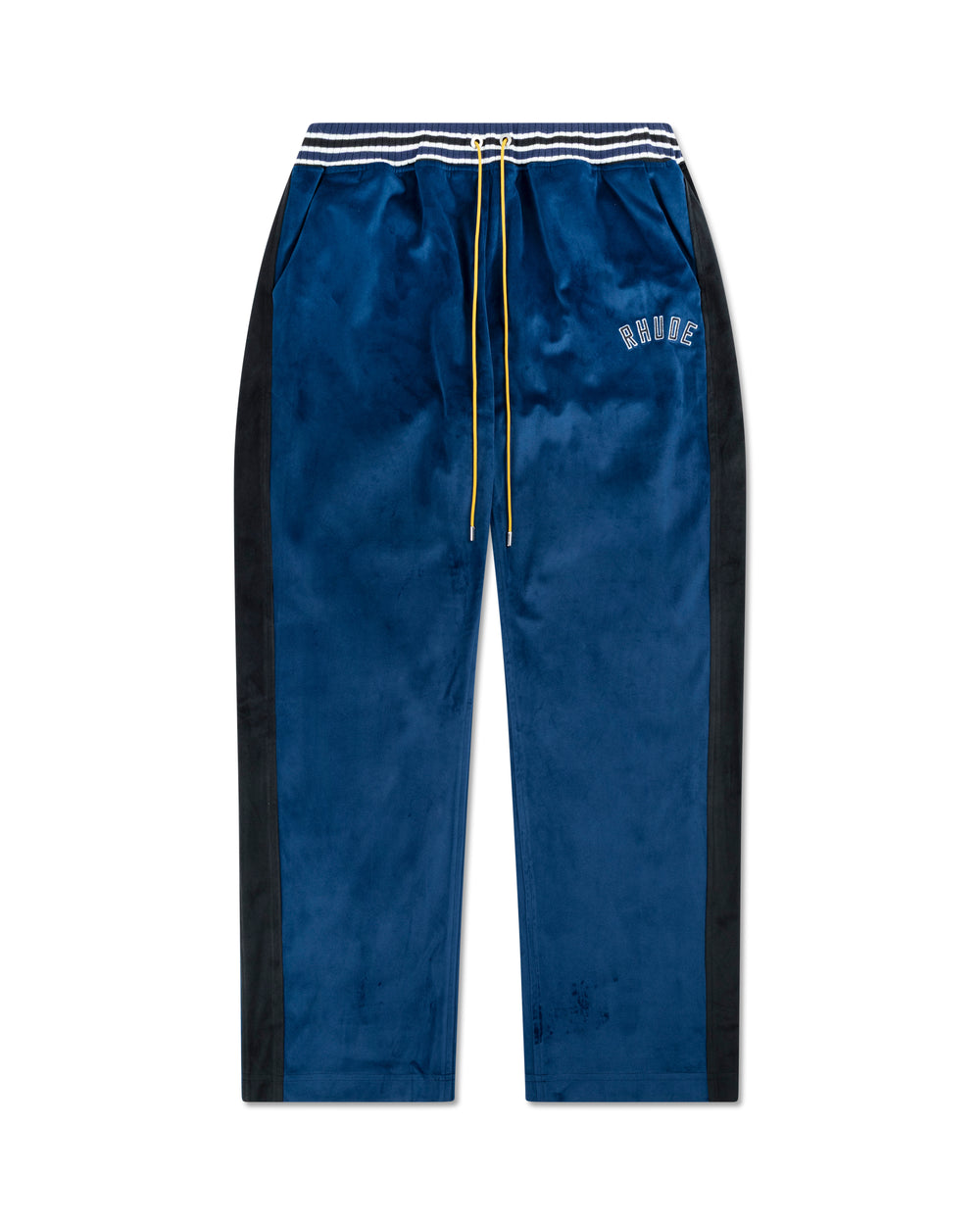 RHUDE VELOUR TRACK PANT NAVY / BLACK /WHITE