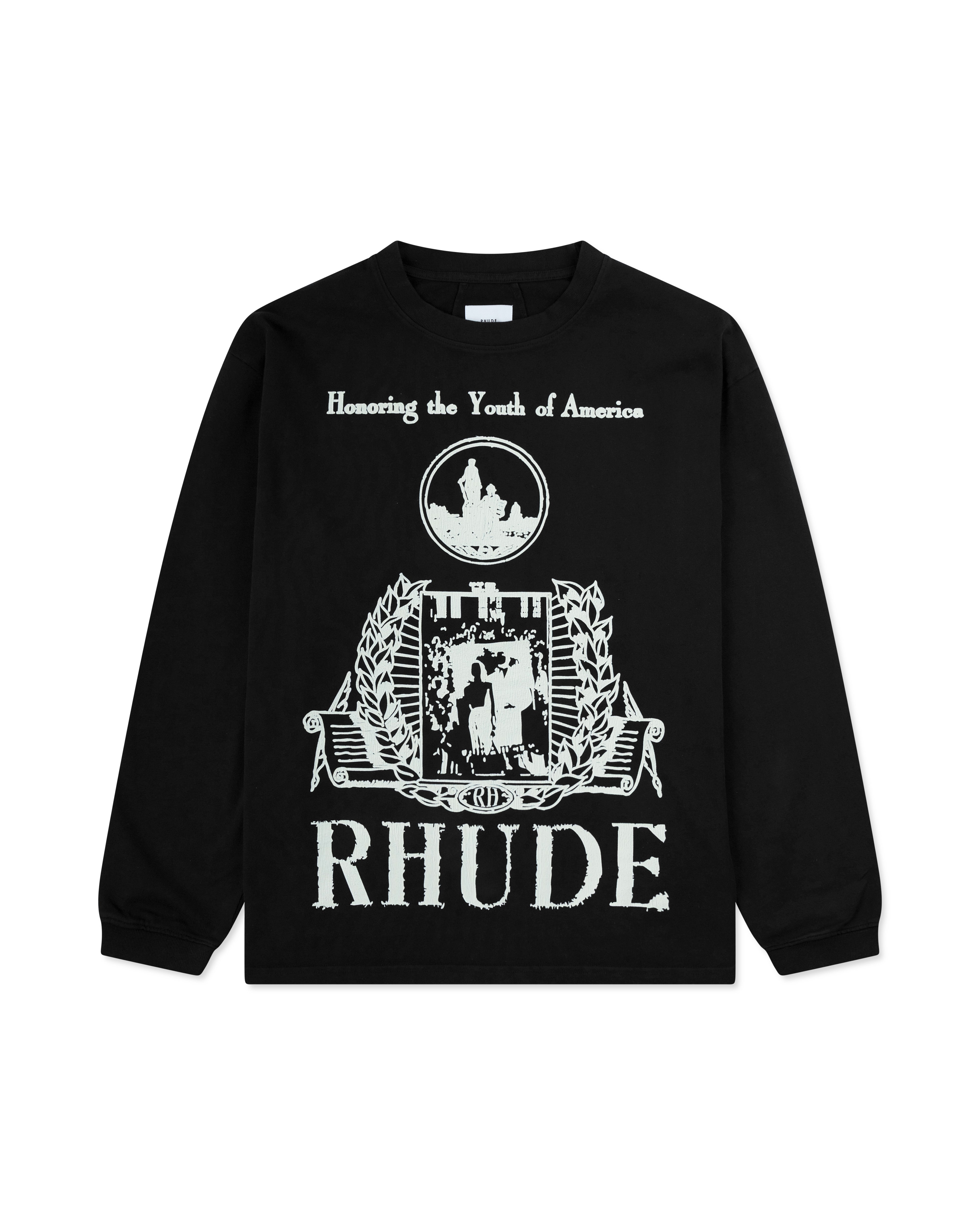 RHUDE YOUTH OF AMERICA LS TEE VINTAGE BLACK/ WHITE