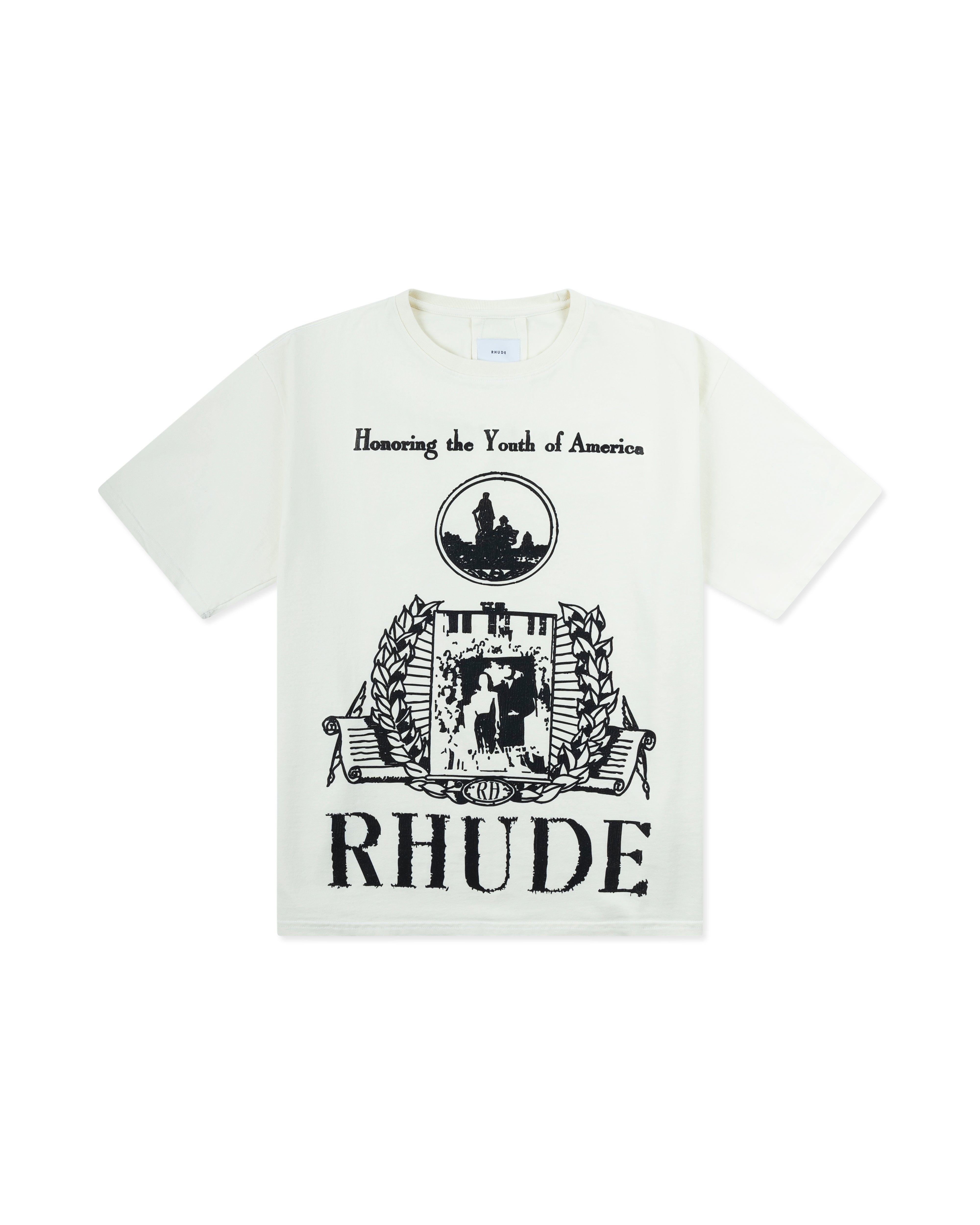 RHUDE YOUTH OF AMERICA TEE VINTAGE WHITE/ BLACK