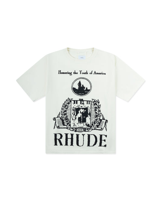 RHUDE YOUTH OF AMERICA TEE VINTAGE WHITE/ BLACK