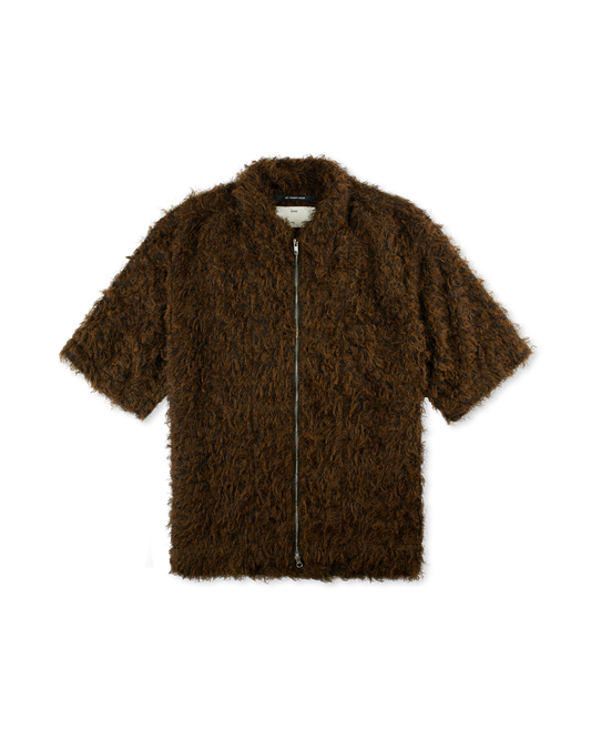 SONG FOR THE MUTE ZIP UP BOX SHIRT BLACK/BROWN