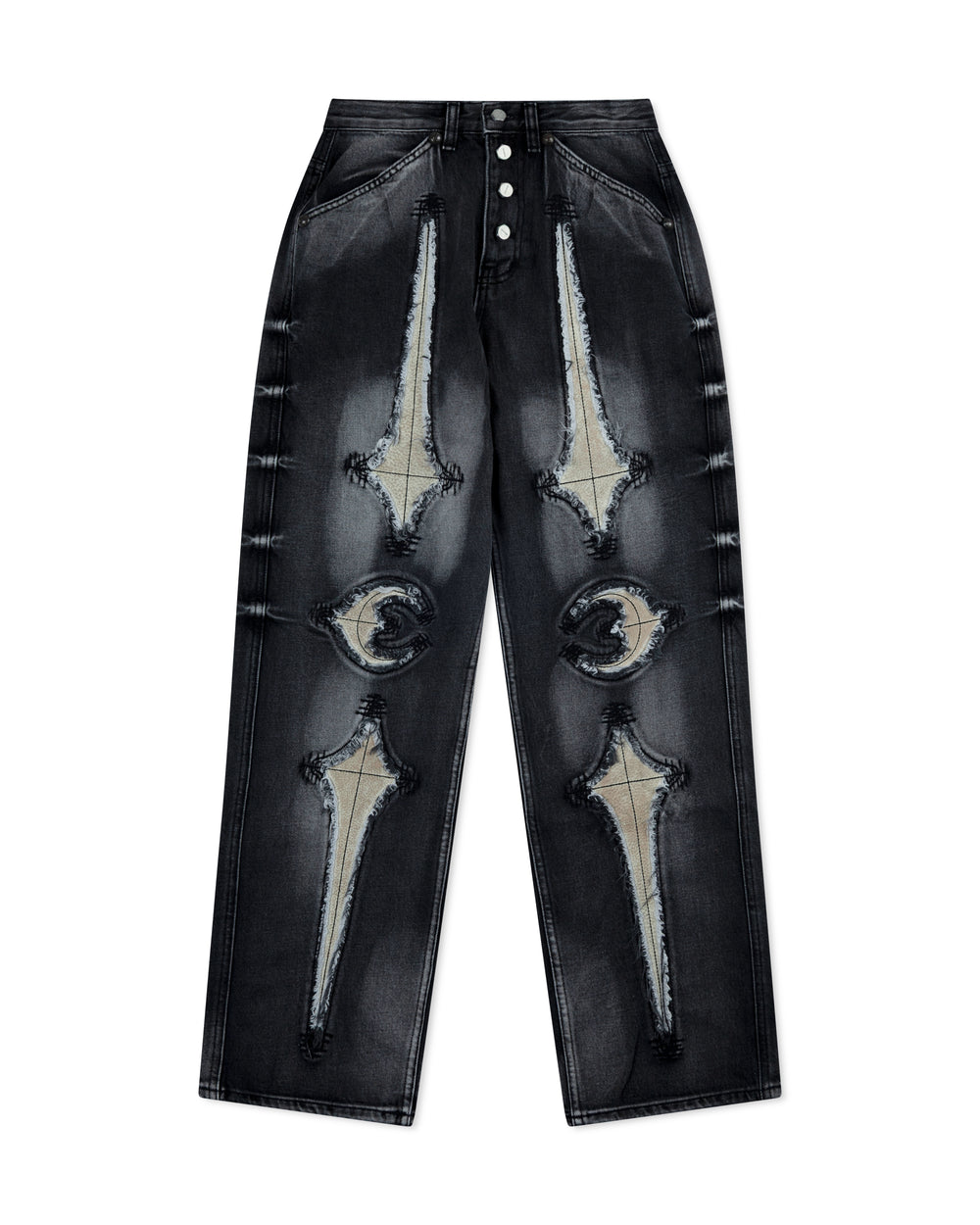 Thug Club TC Bone Leather Denim Pants Black