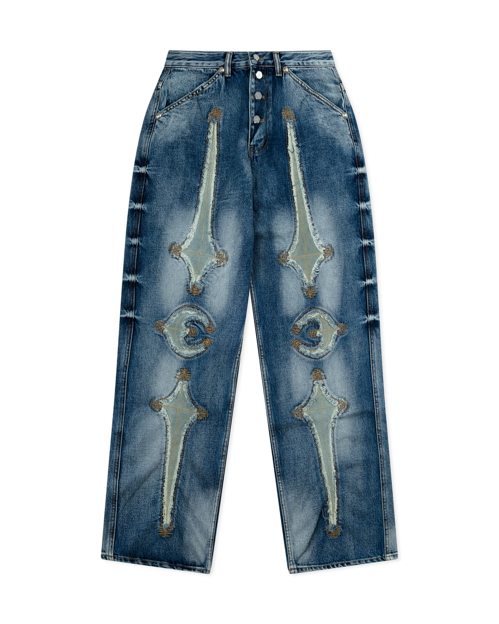 Thug Club TC Bone Leather Denim Pants Blue