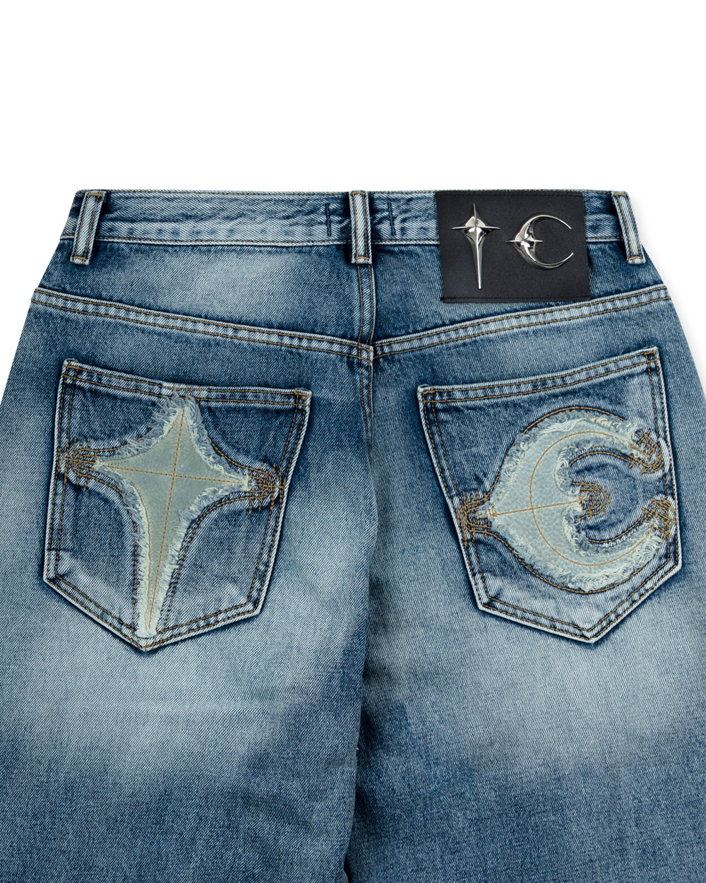 Thug Club TC Bone Leather Denim Pants Blue