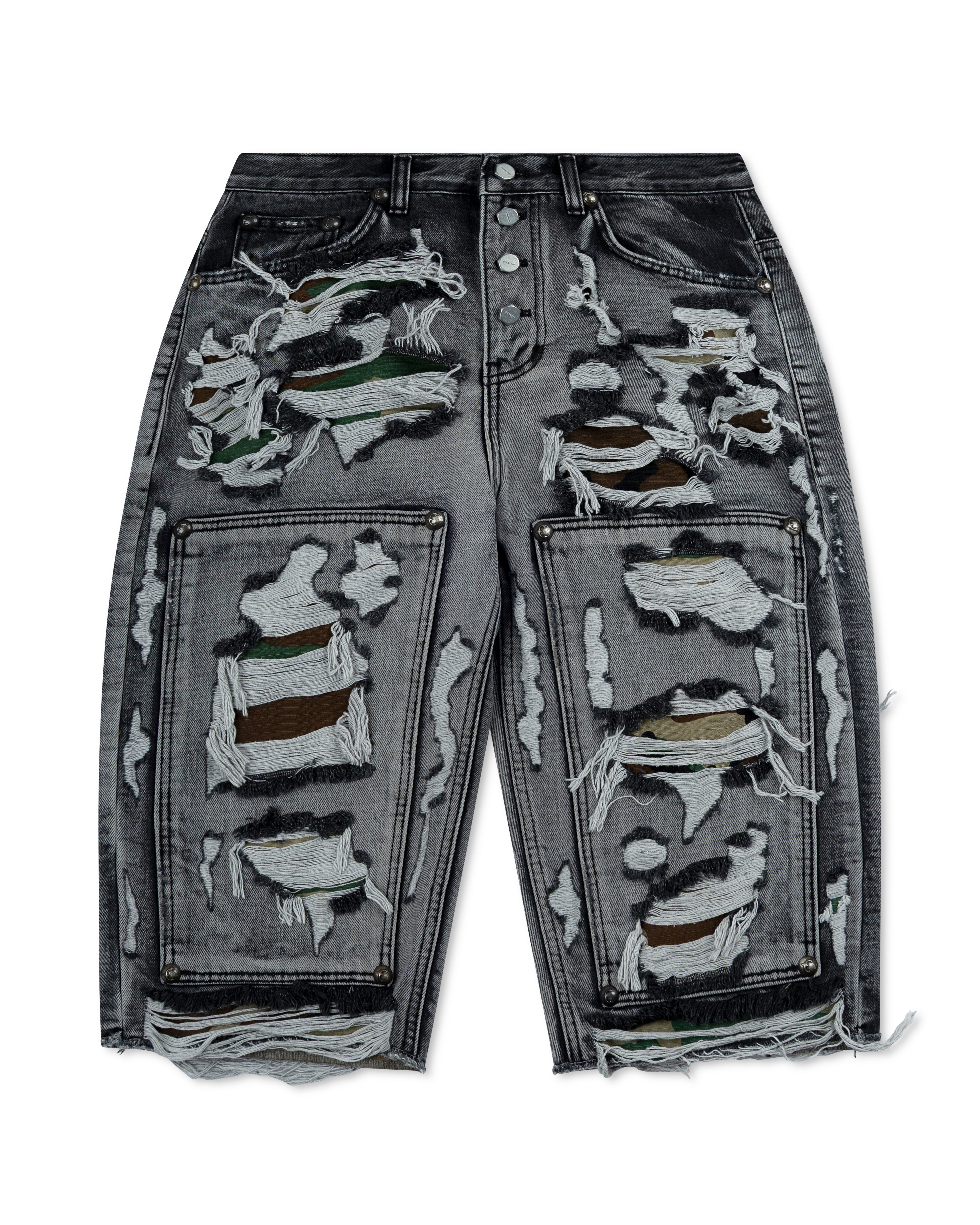 Thug Club Hell Camo Denim Shorts Black