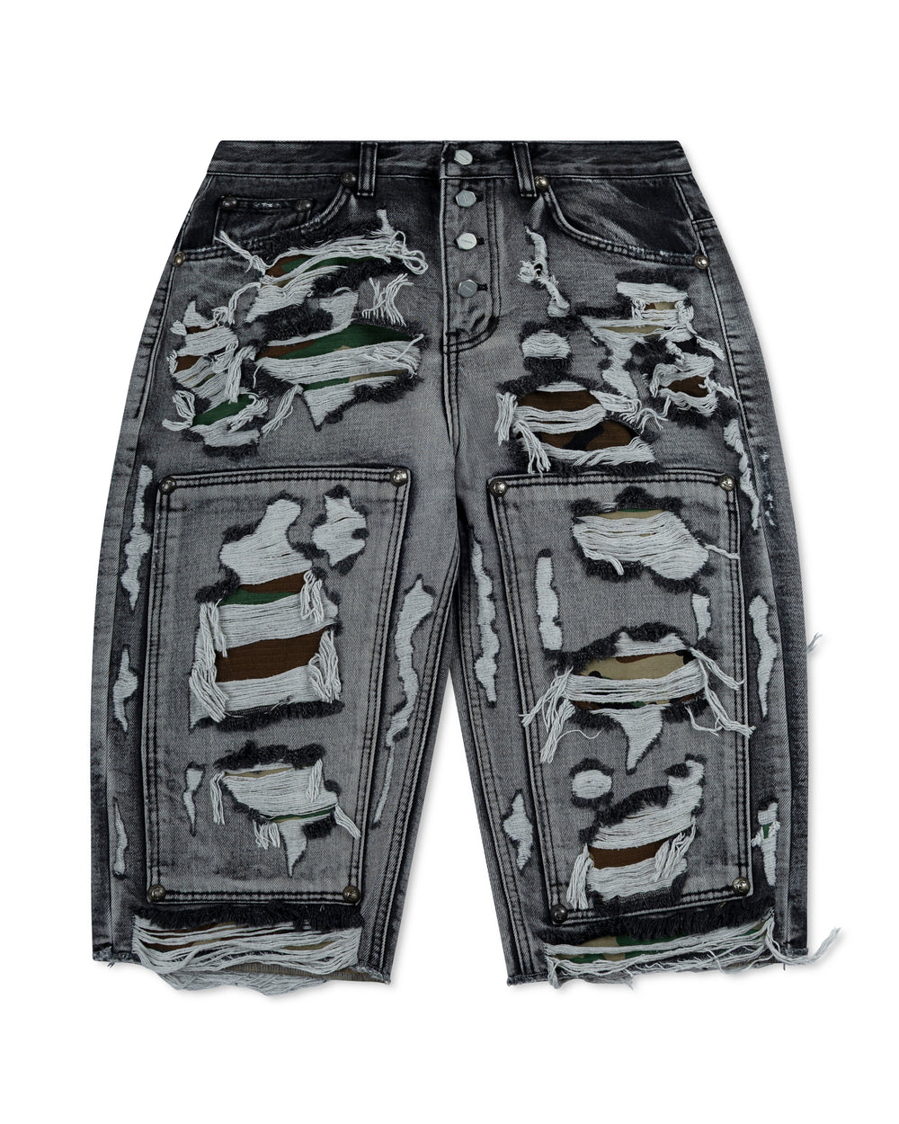 Thug Club Hell Camo Denim Shorts Black