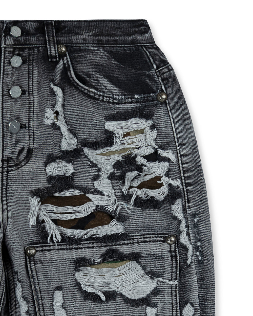 Thug Club Hell Camo Denim Shorts Black