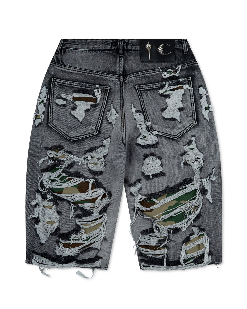 Thug Club Hell Camo Denim Shorts Black