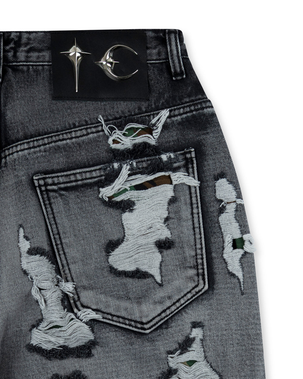 Thug Club Hell Camo Denim Shorts Black