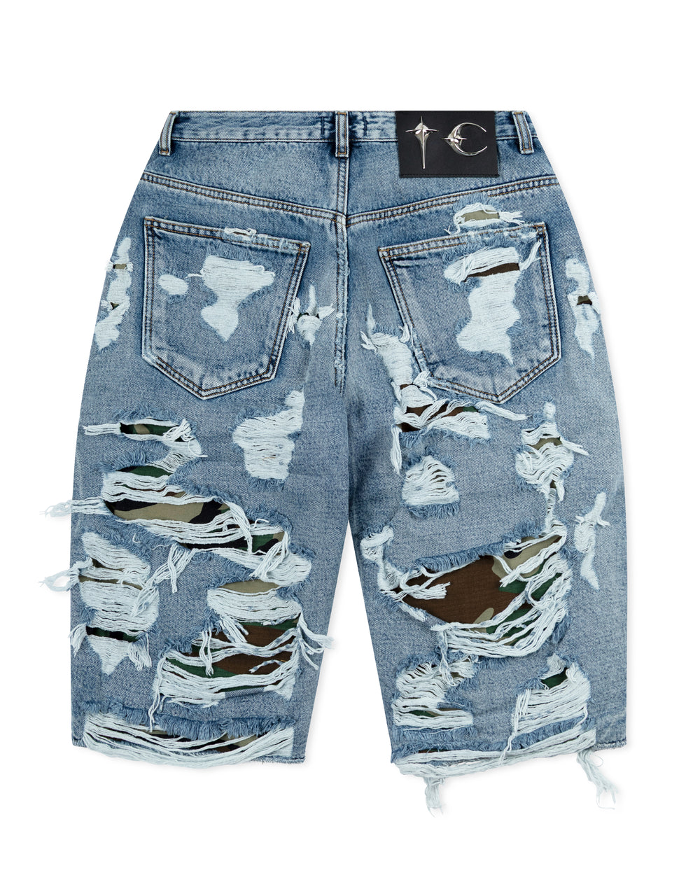 Thug Club Hell Camo Denim Shorts Blue