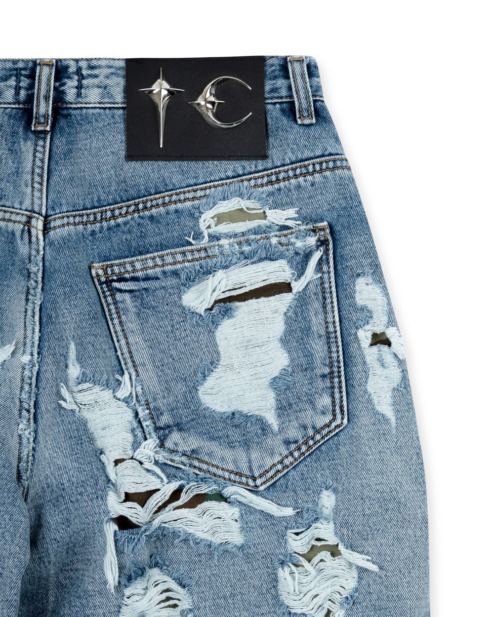 Thug Club Hell Camo Denim Shorts Blue