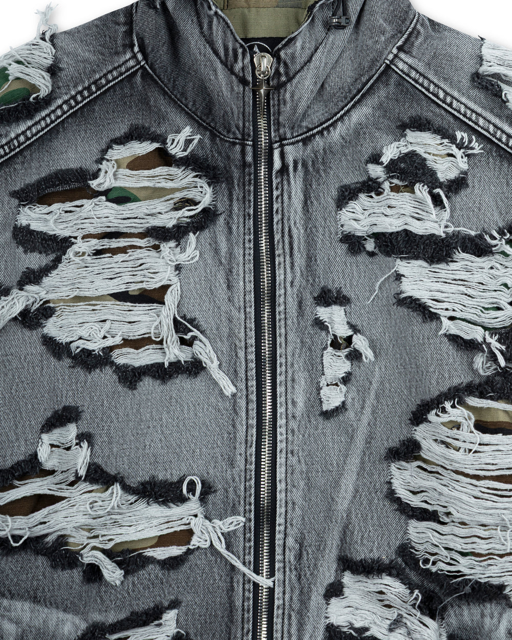 Thug Club Hell Denim Camo Hooded Zip-Up Black