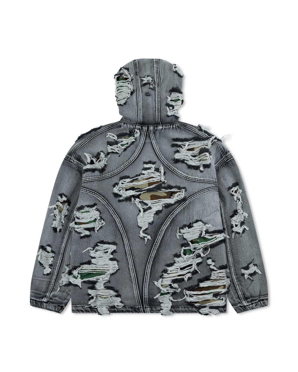 Thug Club Hell Denim Camo Hooded Zip-Up Black