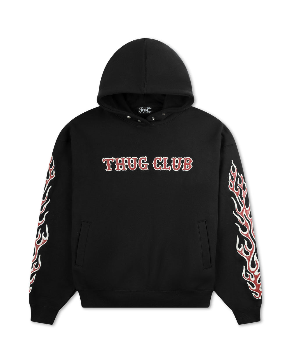 Thug Club Leather Flame Hoodie Black
