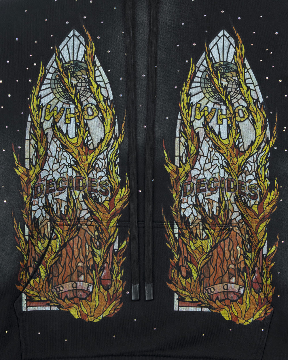 WHO DECIDES WAR FLAME GLASS HOODED PULLOVER COAL