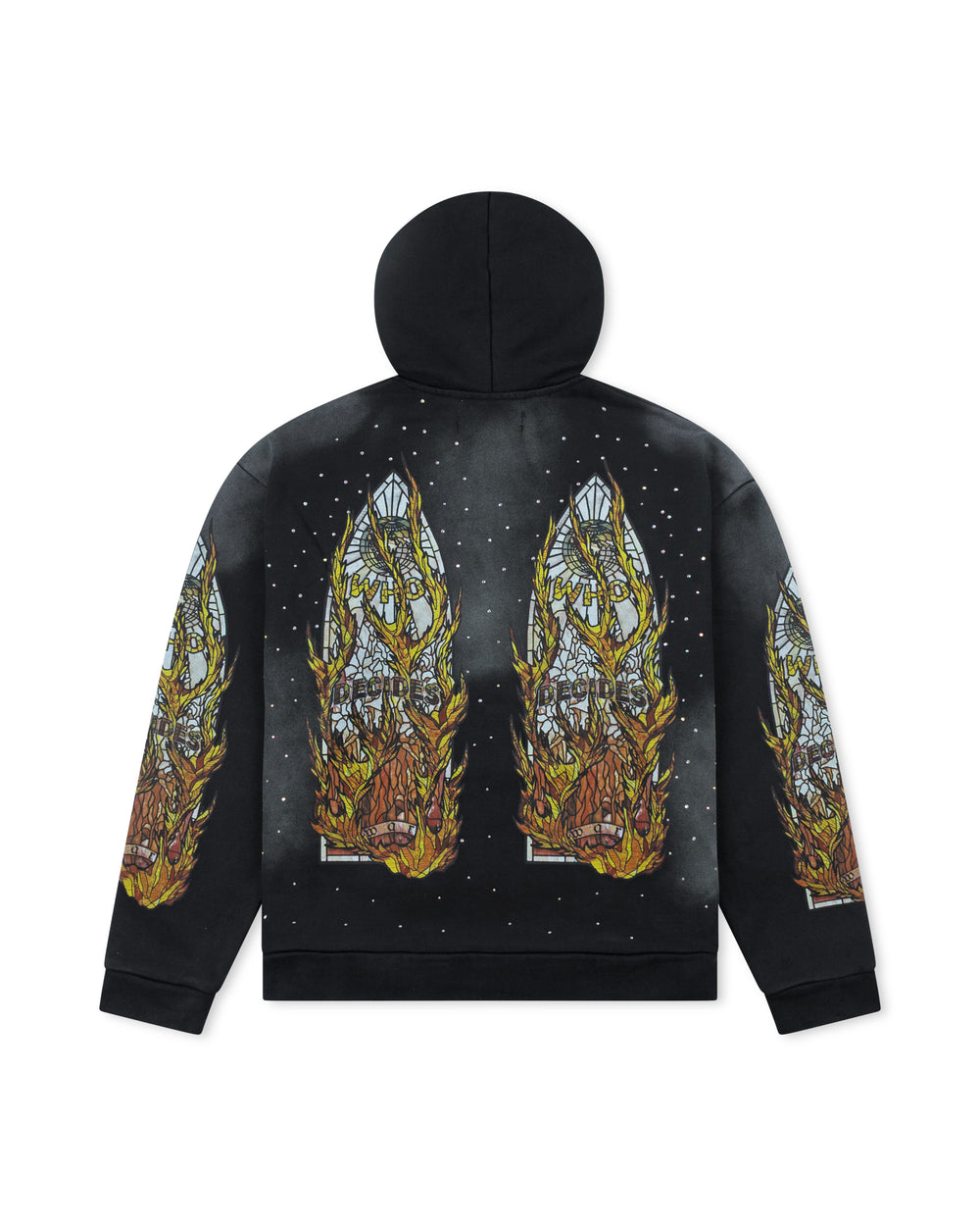 WHO DECIDES WAR FLAME GLASS HOODED PULLOVER COAL