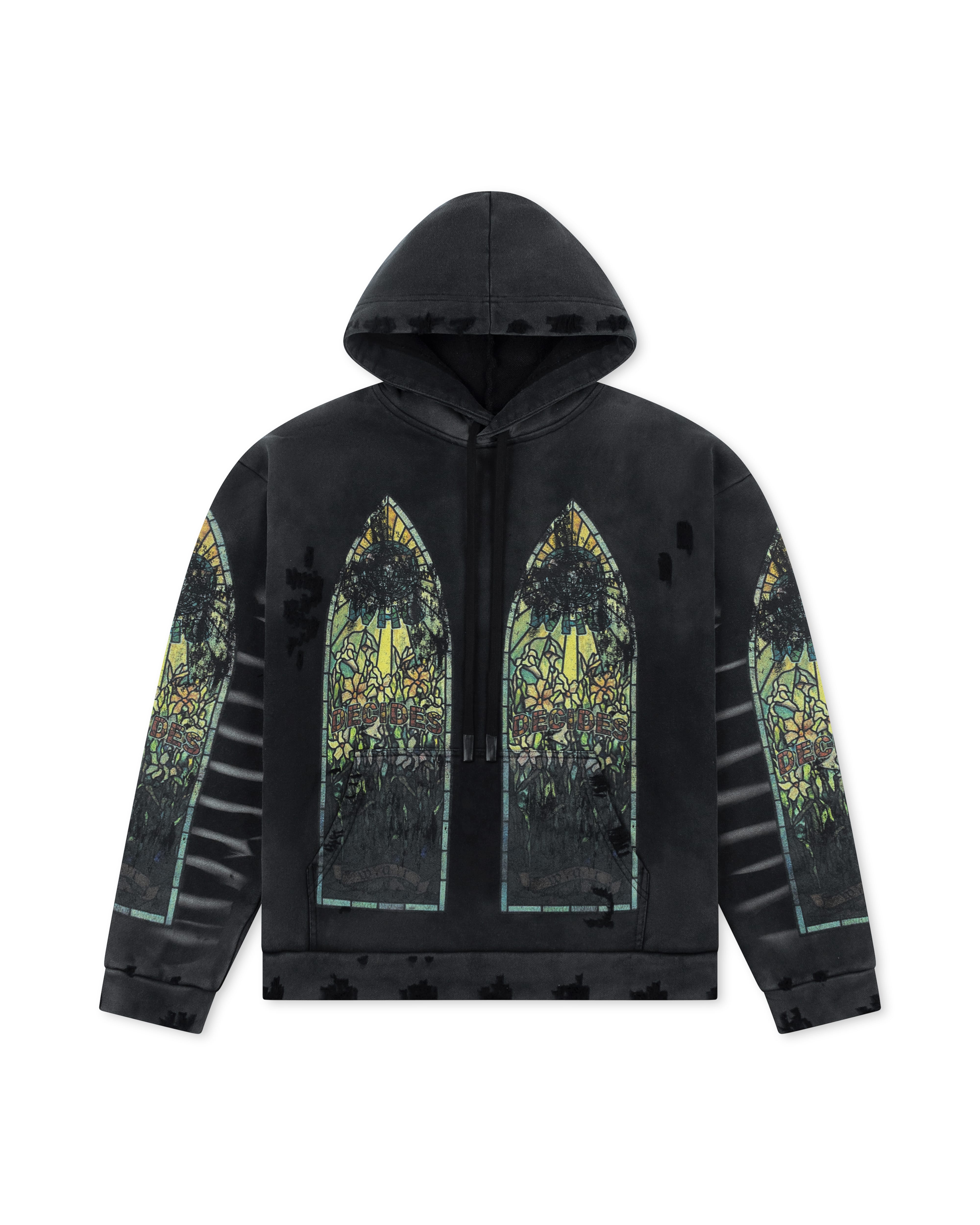 WHO DECIDES WAR FADED HOODED PULLOVER COAL