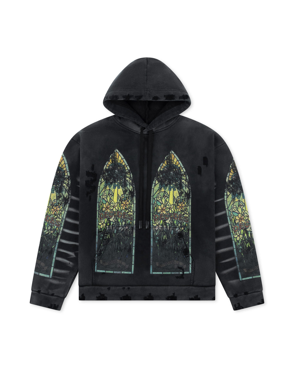 WHO DECIDES WAR FADED HOODED PULLOVER COAL