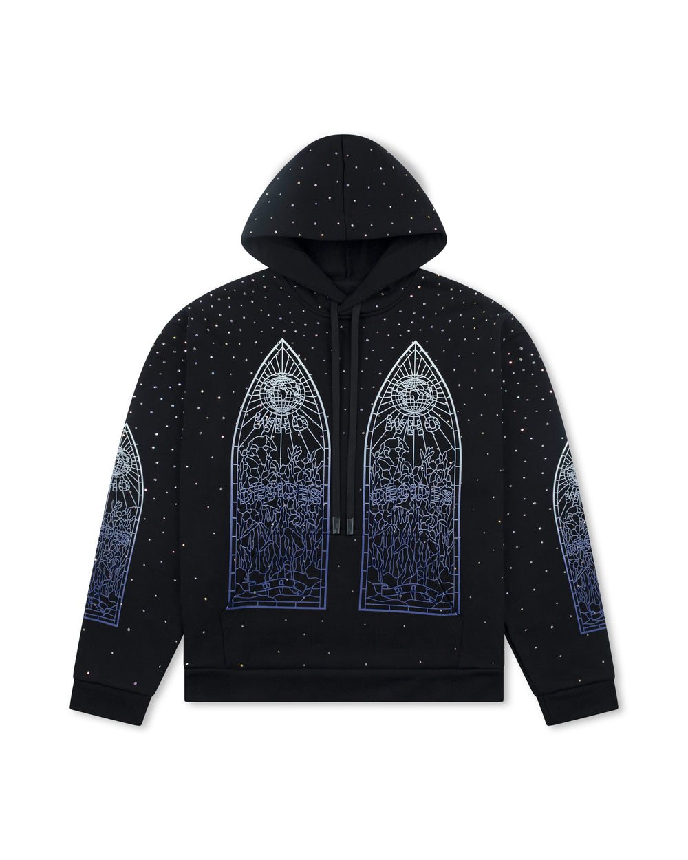WHO DECIDES WAR RHINESTONE HOODED PULLOVER COAL